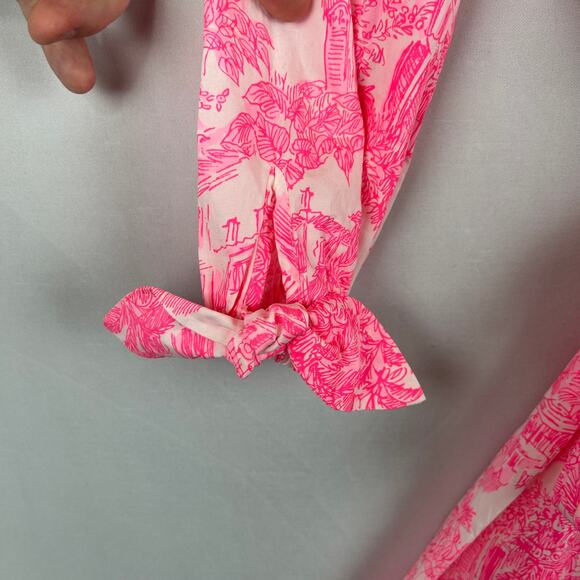 Lilly Pulitzer Amrita 3/4 Sleeve Dress Belted Pink/White 015910 Women's Size 4 - Picture 5 of 13